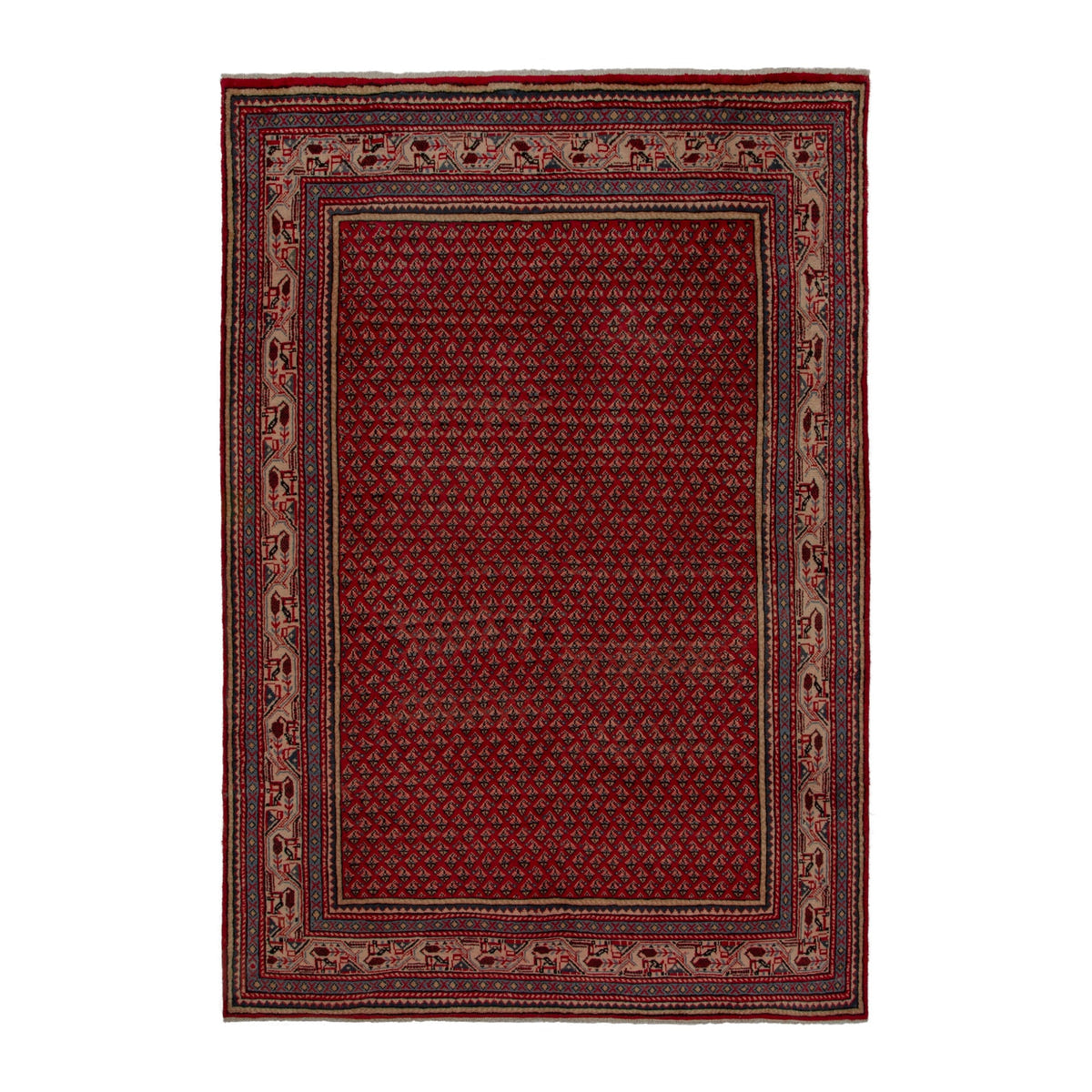 Persian Arak oversized rug in deep red and burgundy, 7'3" x 10'11"