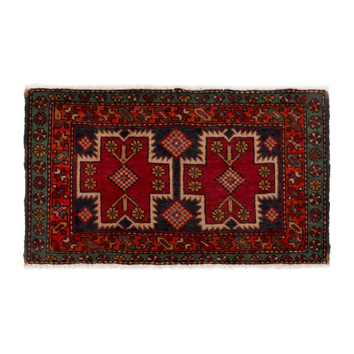 Persian Azerbaijan accent rug in deep red and burgundy, 3'5" x 2'
