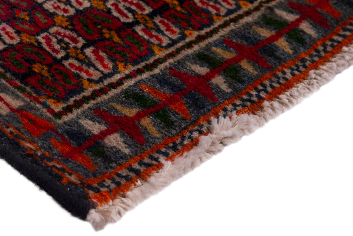 Persian Shiraz accent rug in burgundy and cream, view 6 of 8