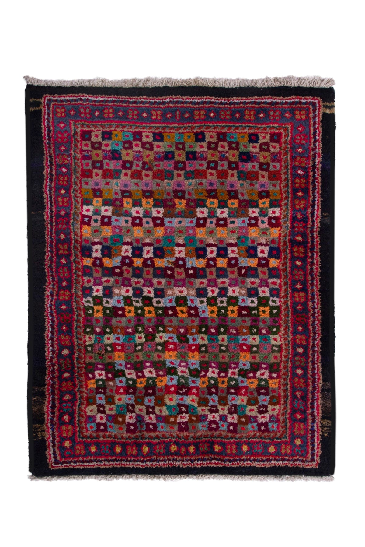 Persian Arak accent rug in burgundy and black, view 2 of 8