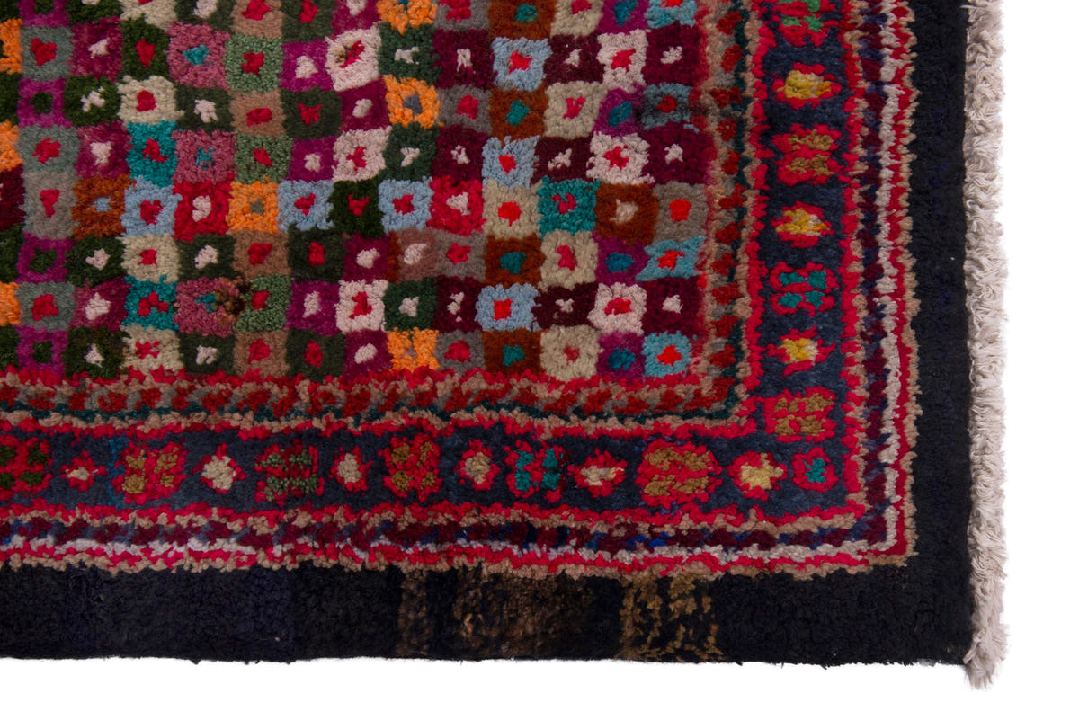 Persian Arak accent rug in burgundy and black, view 5 of 8