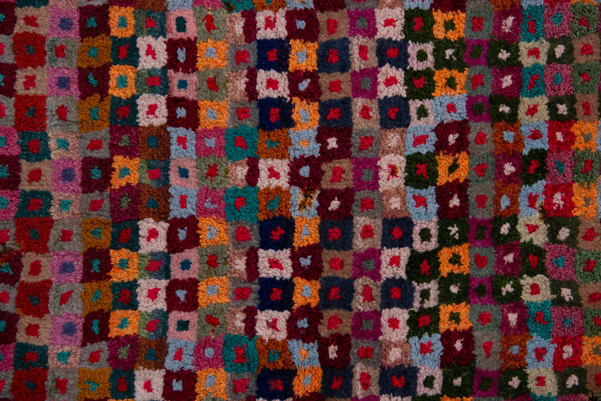 Persian Arak accent rug in burgundy and black, view 7 of 8