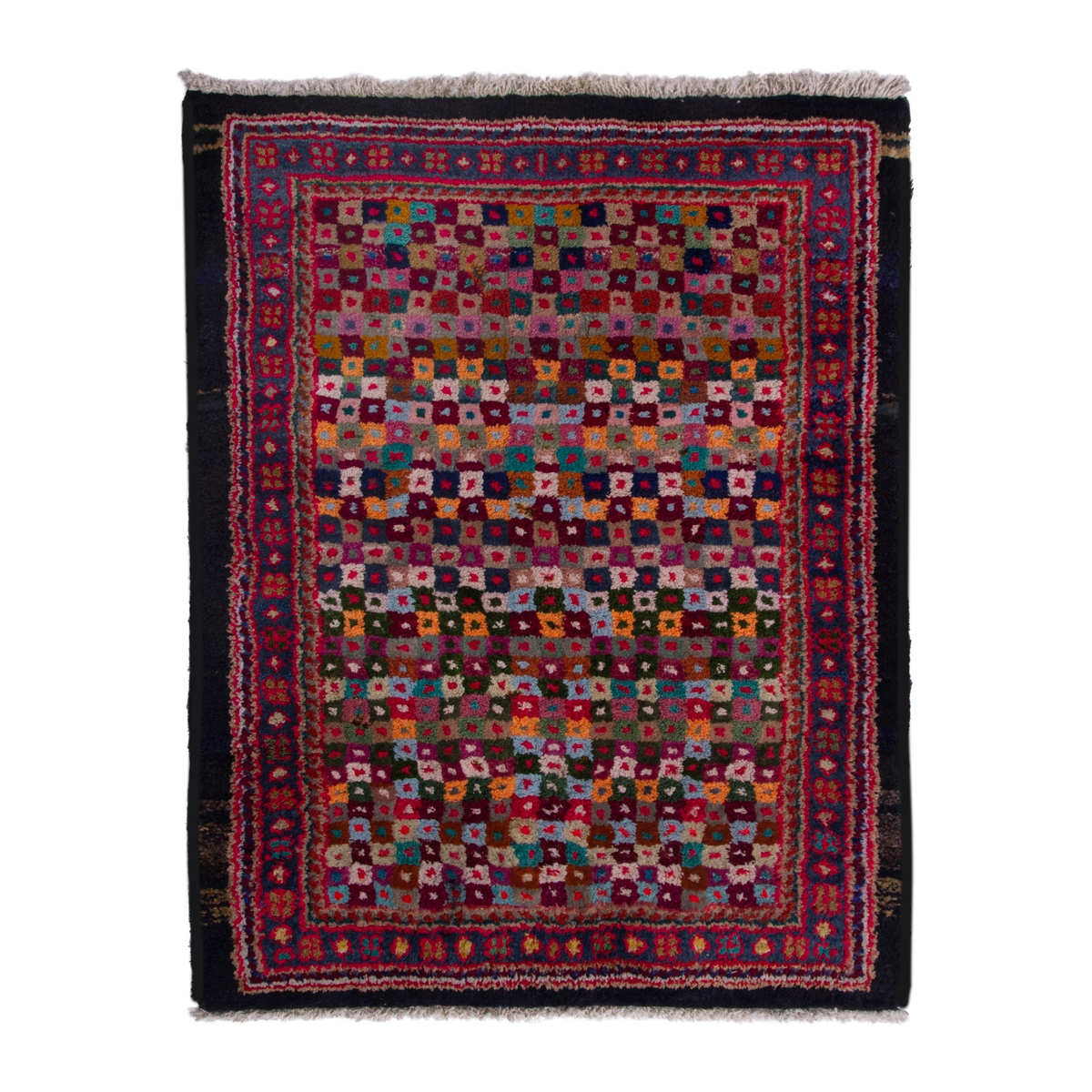Persian Arak accent rug in burgundy and black, 1'10" x 2'5"