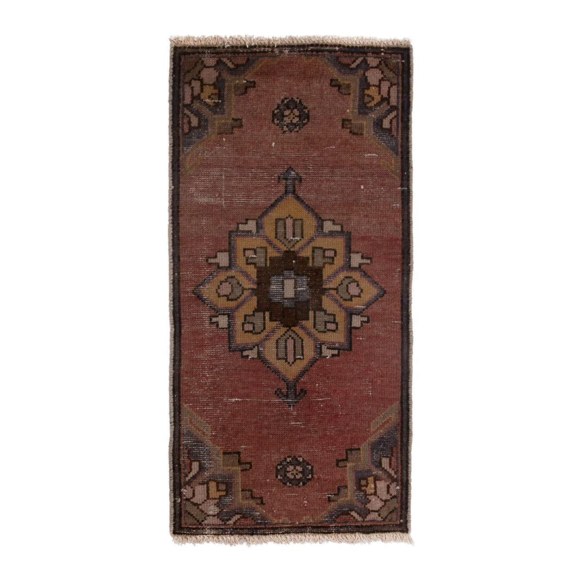 Persian Hamedan accent rug in rust and dark brown, 1'6" x 2'9"