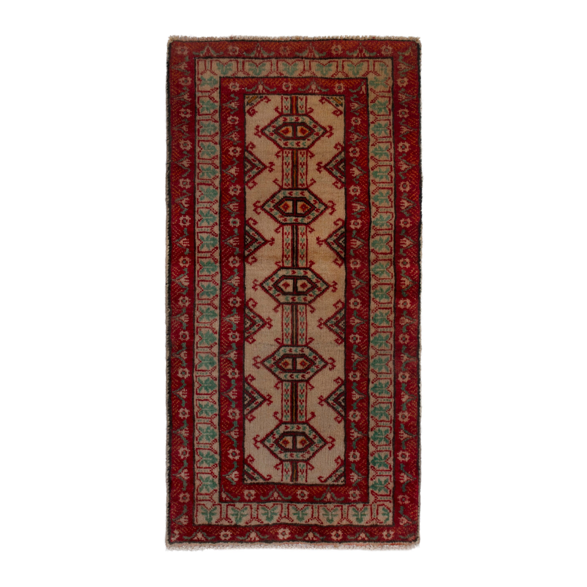 Persian Torkaman accent rug in deep red and burgundy, 1'6" x 2'11"