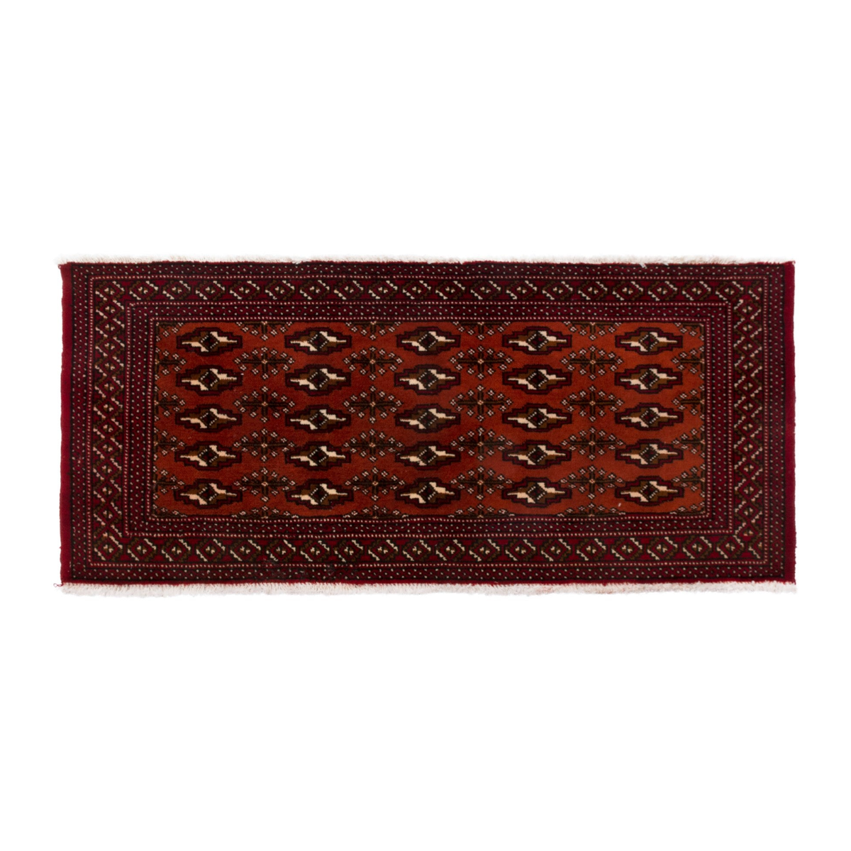 Persian Torkaman accent rug in burgundy and deep red, 4'4" x 2'