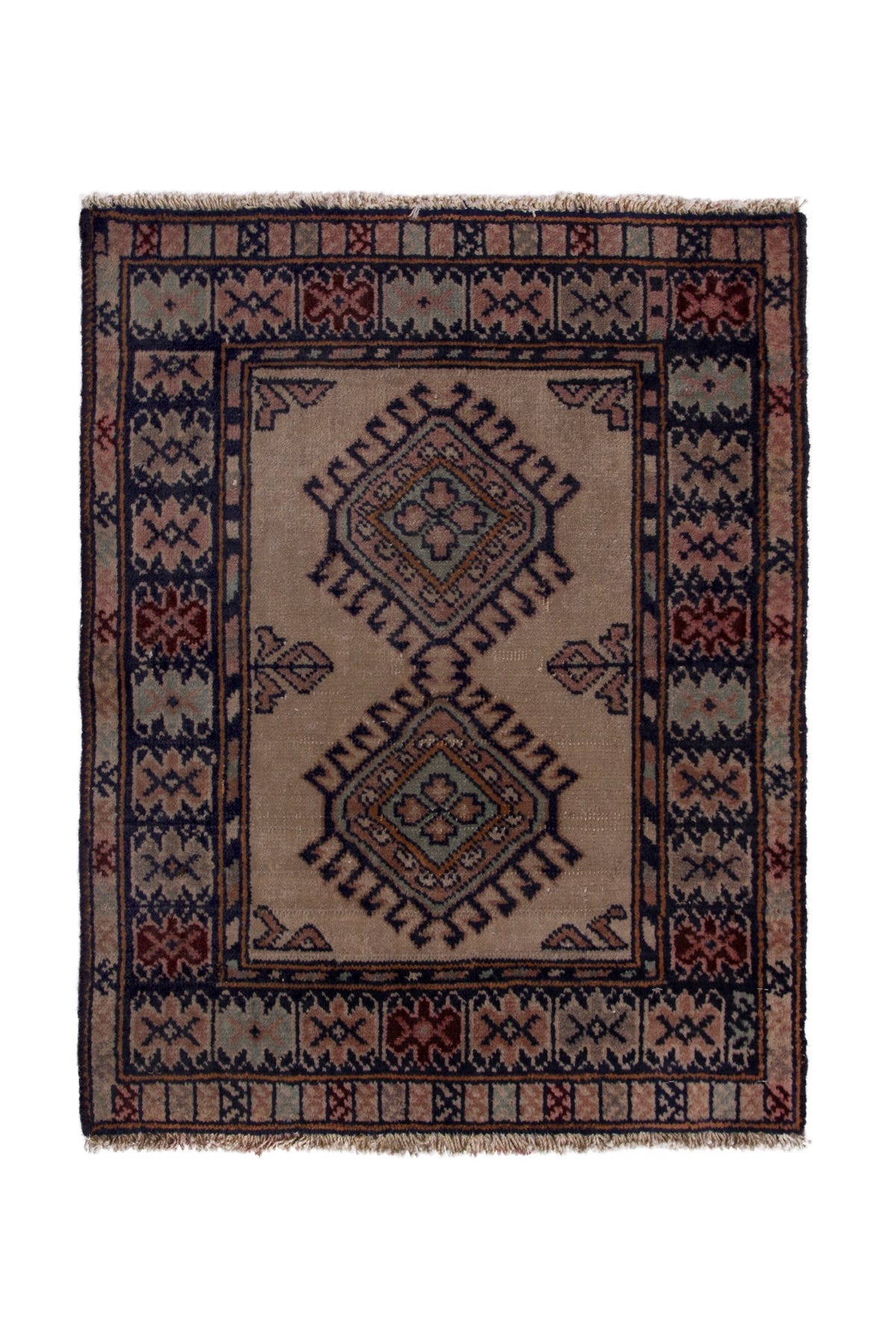 3783, Persian Torkaman Mini Rug