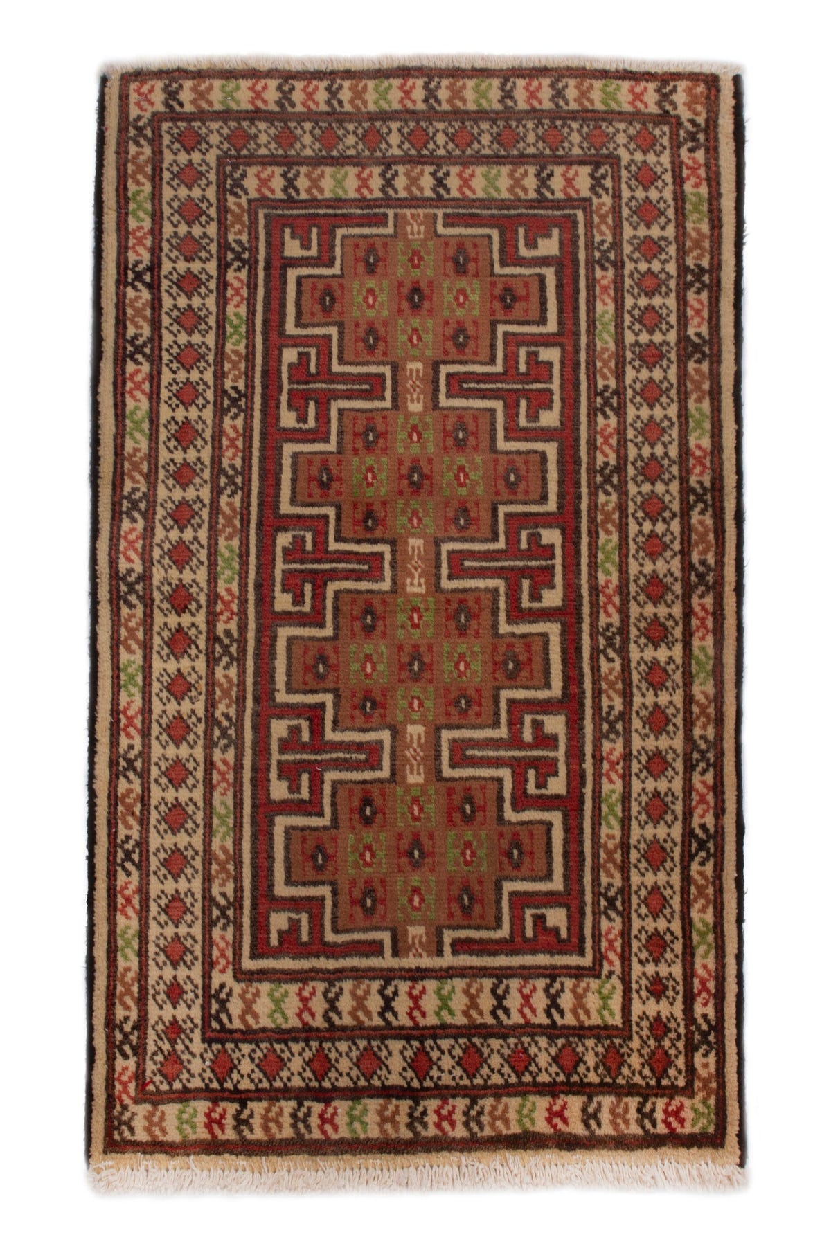 3791, Persian Torkaman Mini Rug