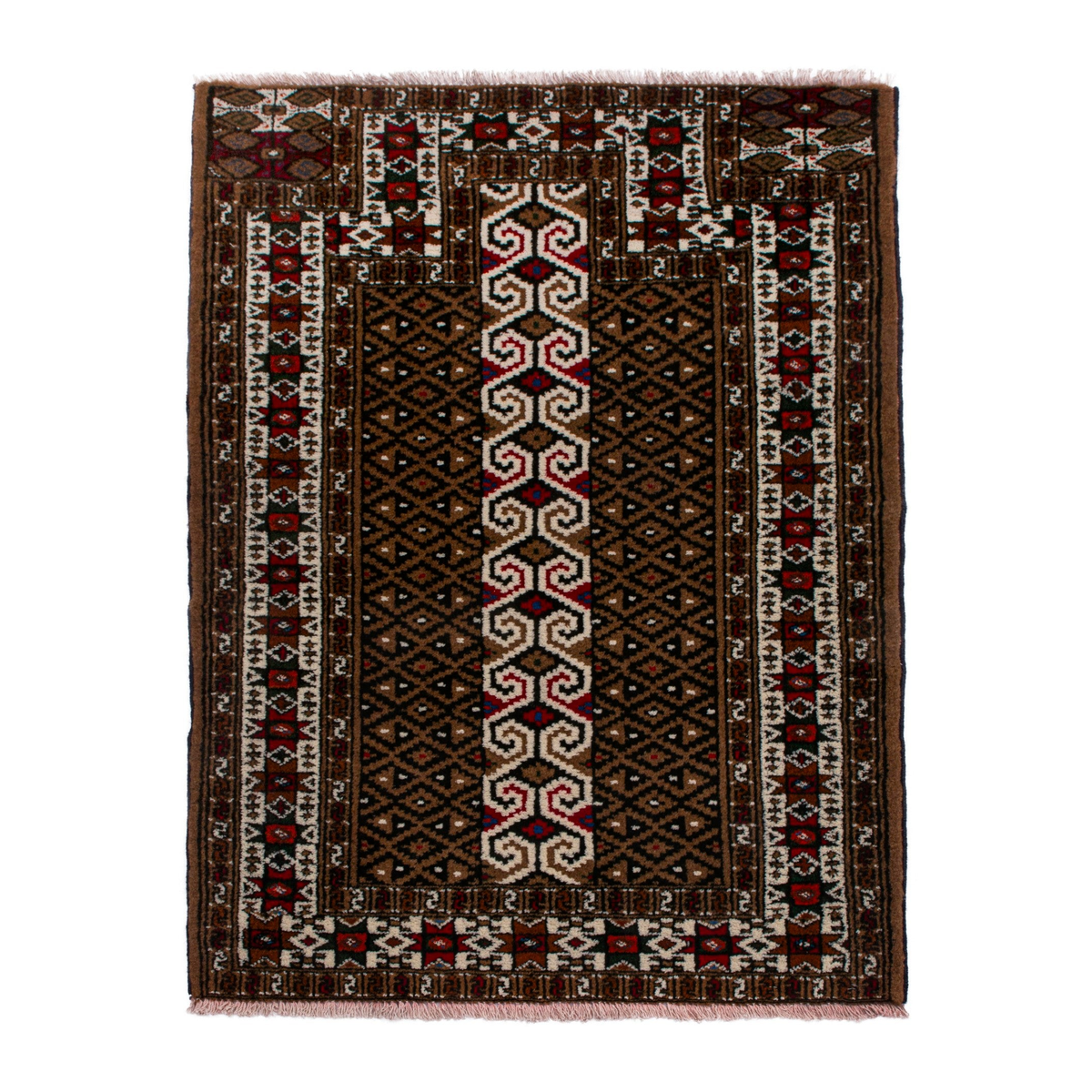 Persian Torkaman rug in dark brown and burgundy, 2'7" x 3'7"