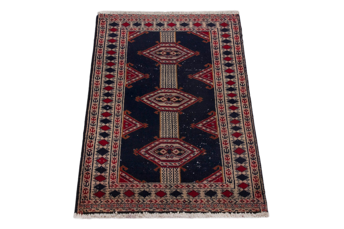 3843, Persian Torkaman Mini Rug
