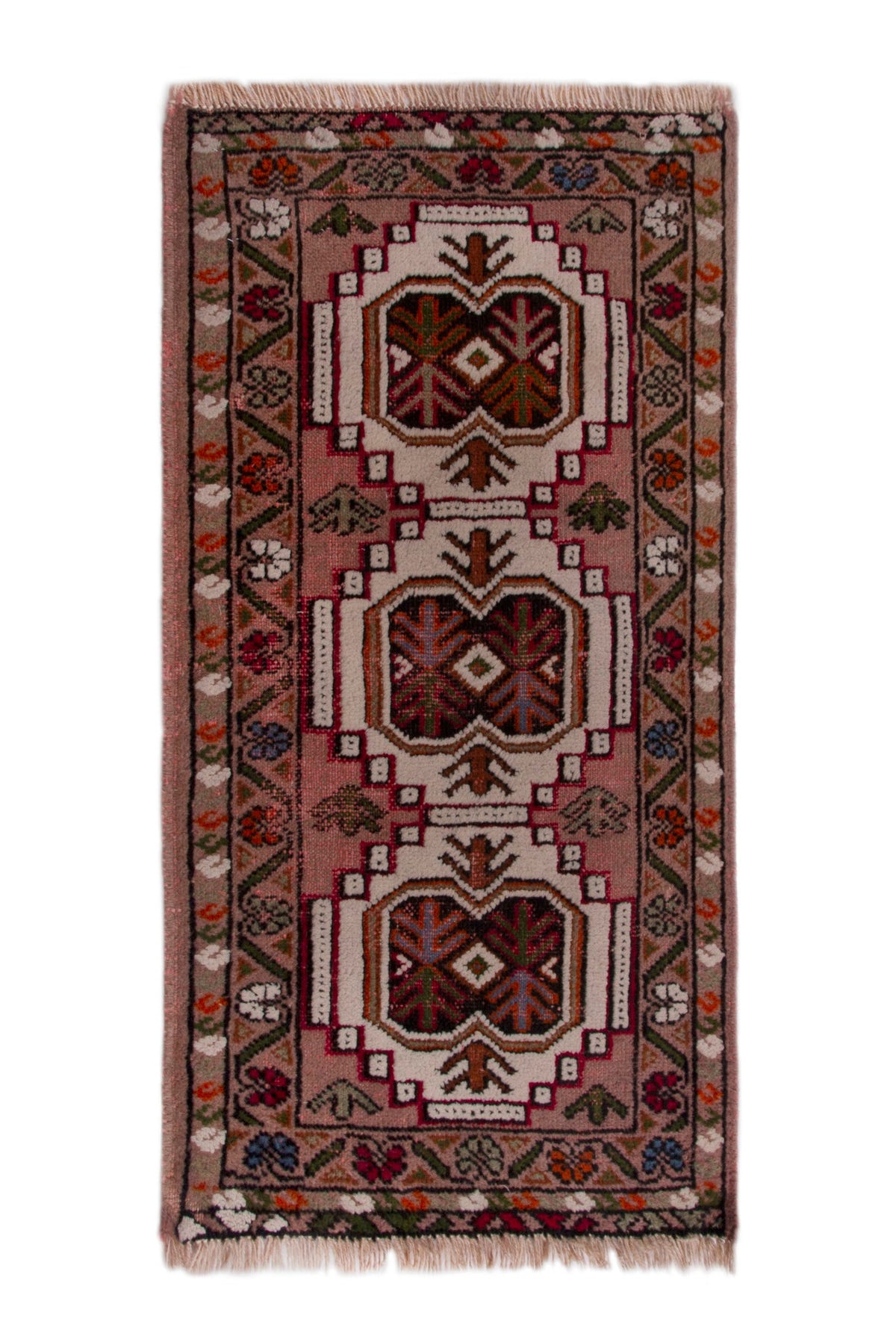 3845, Persian Torkaman Mini Rug