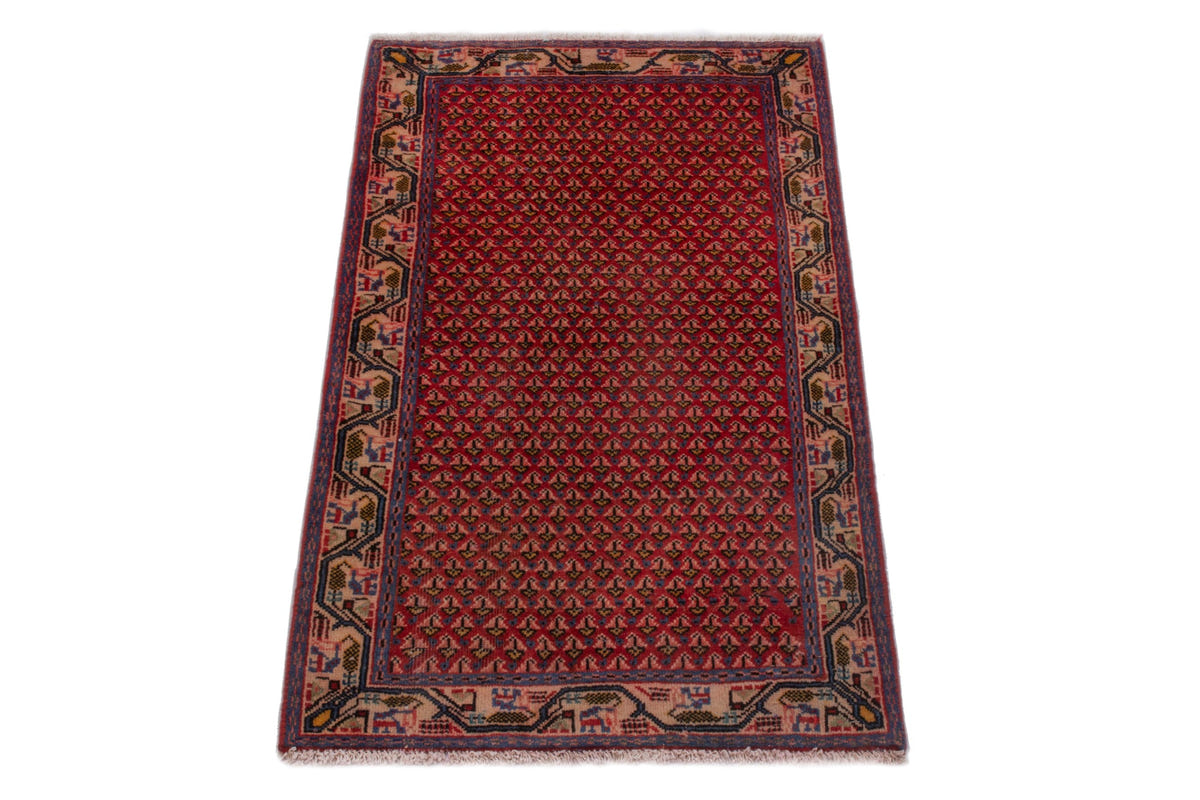 3854, Persian Botteh Mini Rug