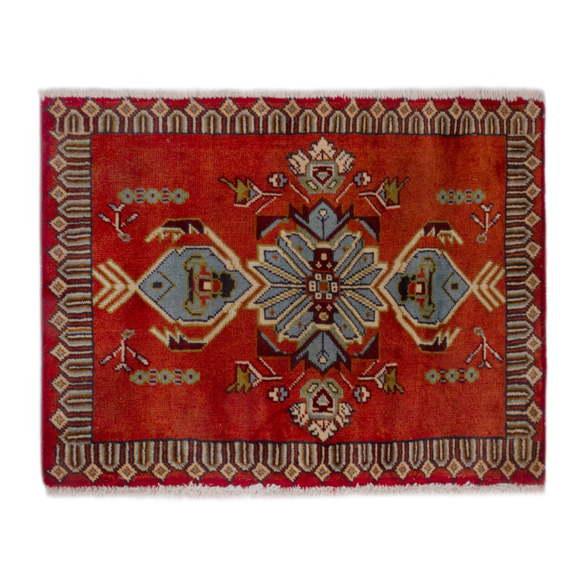 Persian Torkaman accent rug in deep red and burgundy, 3' x 1'11"