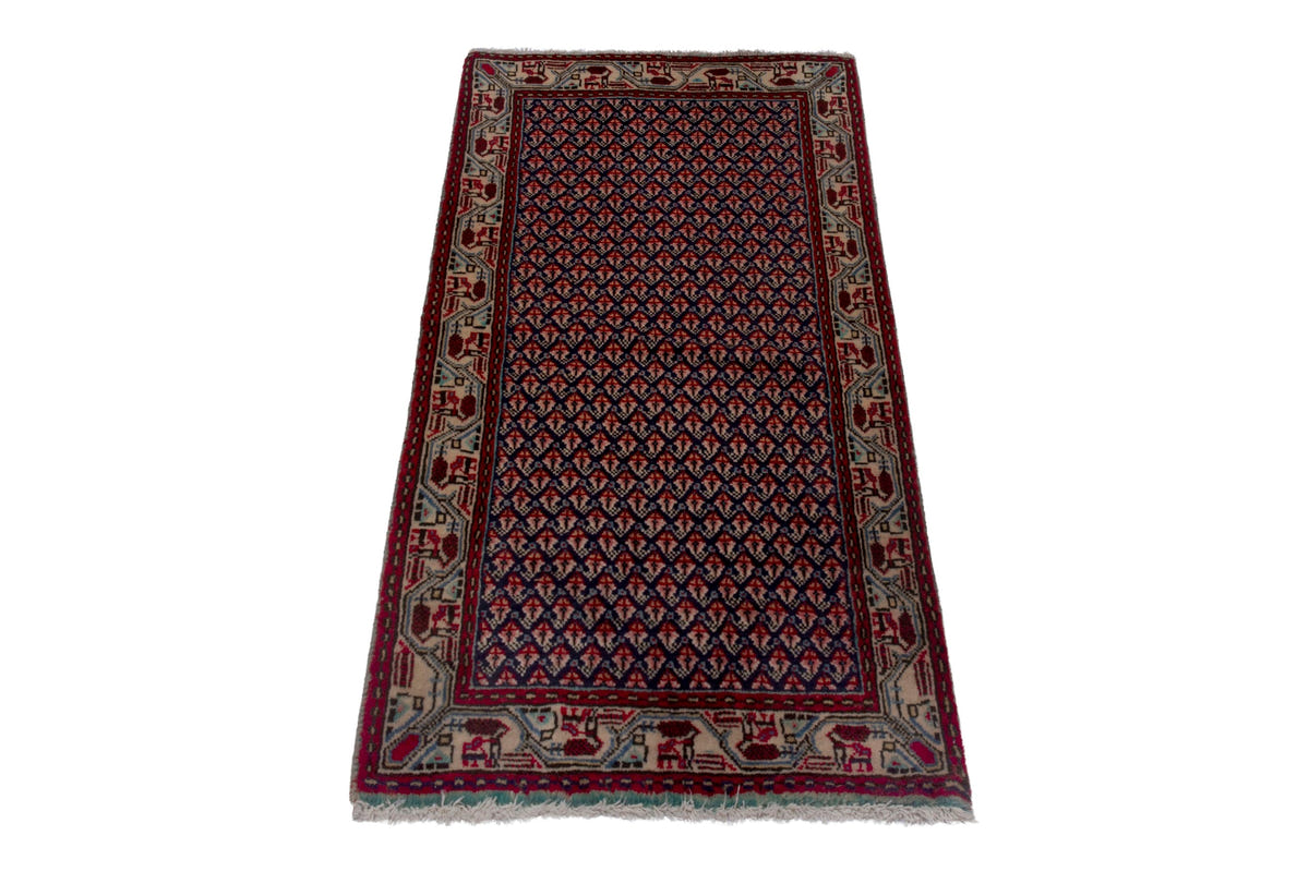3860, Persian Botteh Mini Rug