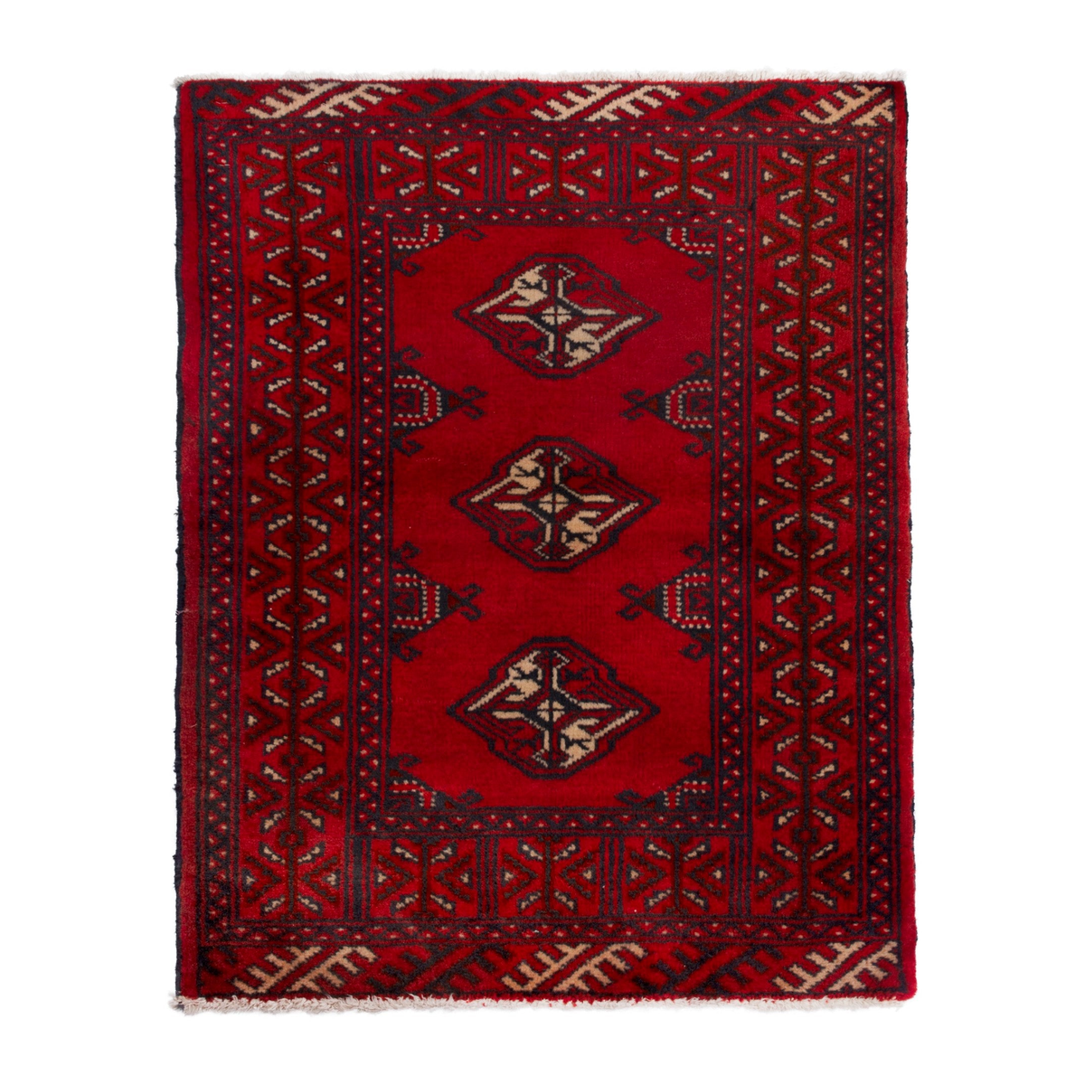 Persian Torkaman accent rug in deep red and burgundy, 2'2" x 2'11"