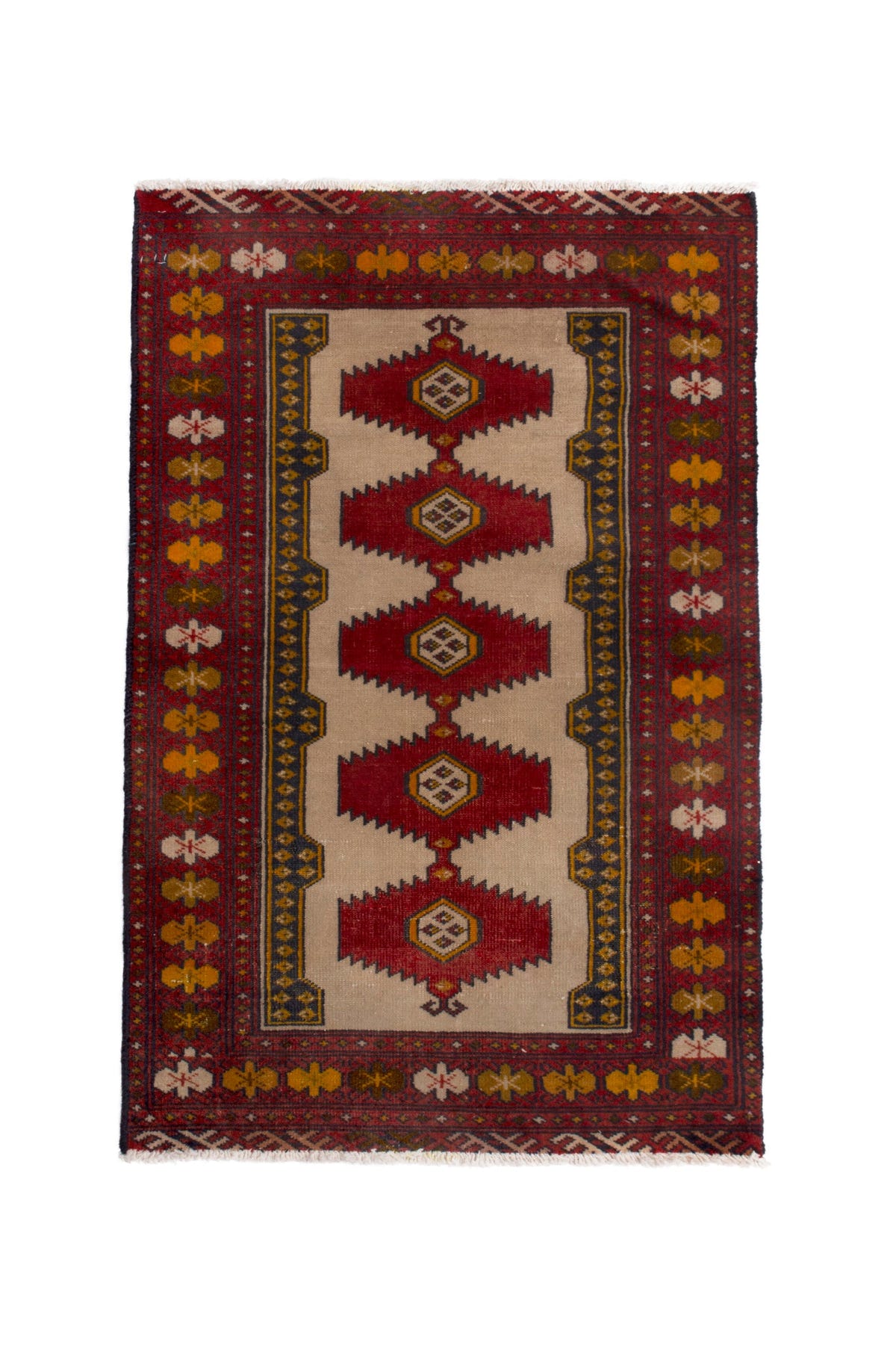3883, Persian Torkaman Mini Rug