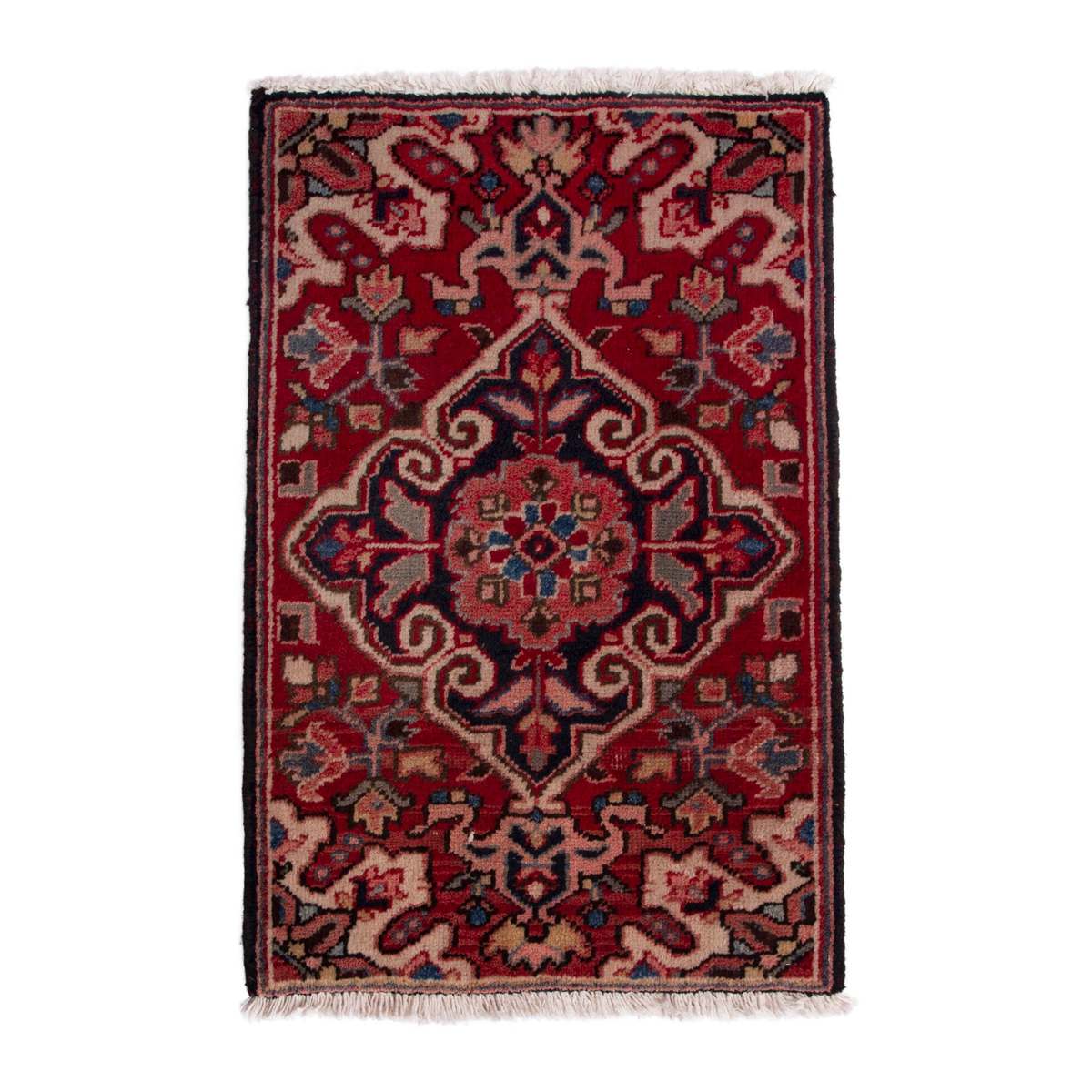 Persian Heriz accent rug in deep red and burgundy, 1'10" x 2'7"