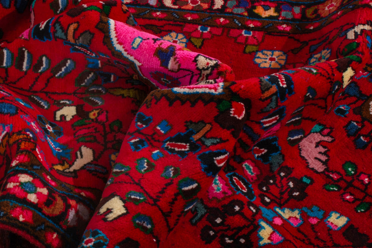 Persian Lilihan accent rug in deep red and navy, view 16 of 22