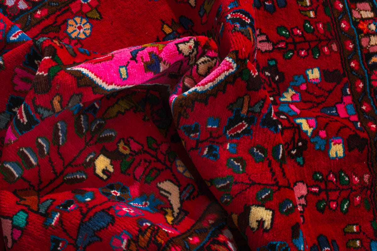 Persian Lilihan accent rug in deep red and navy, view 20 of 22