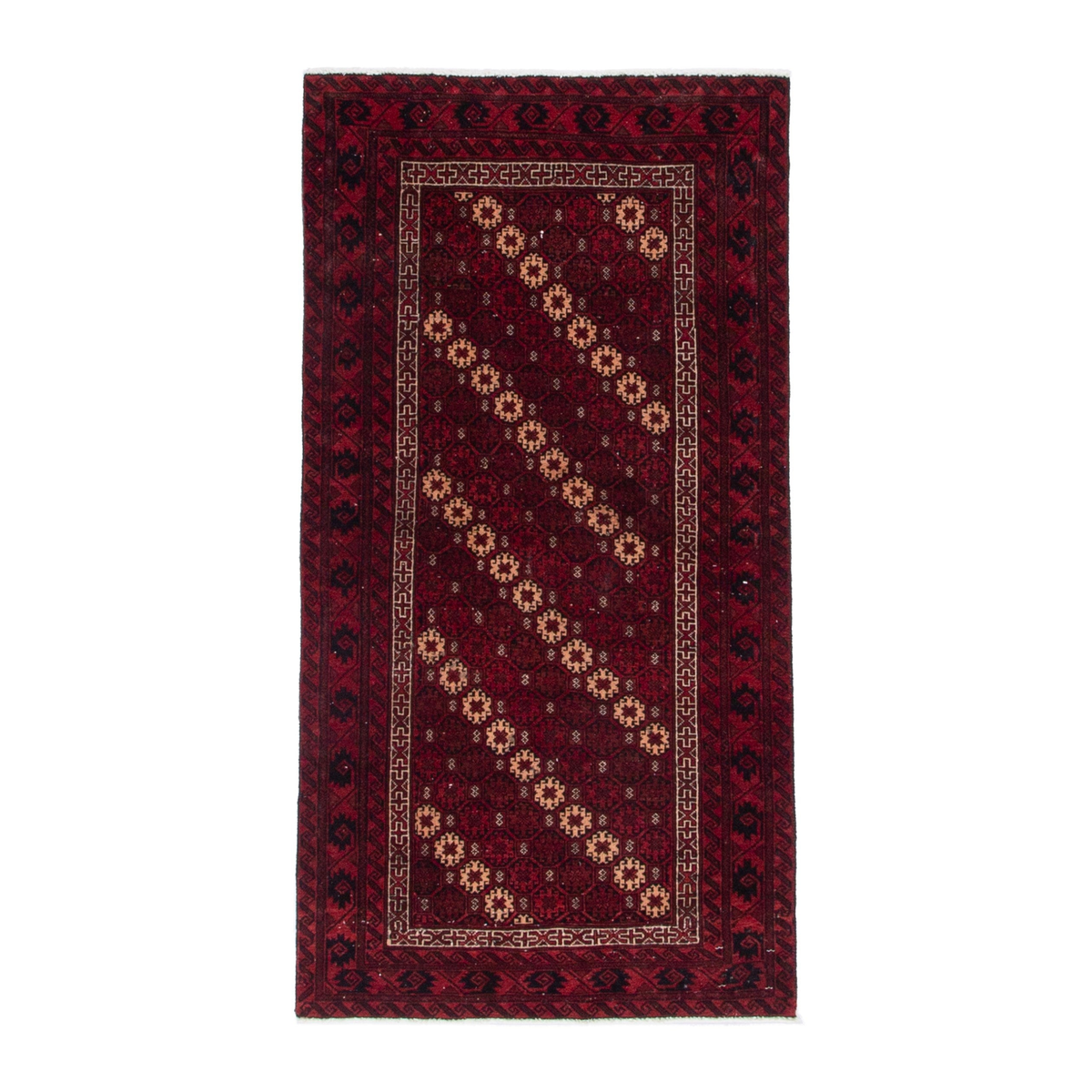 Persian Baluch accent rug in burgundy and deep red, 2'8" x 5'3"
