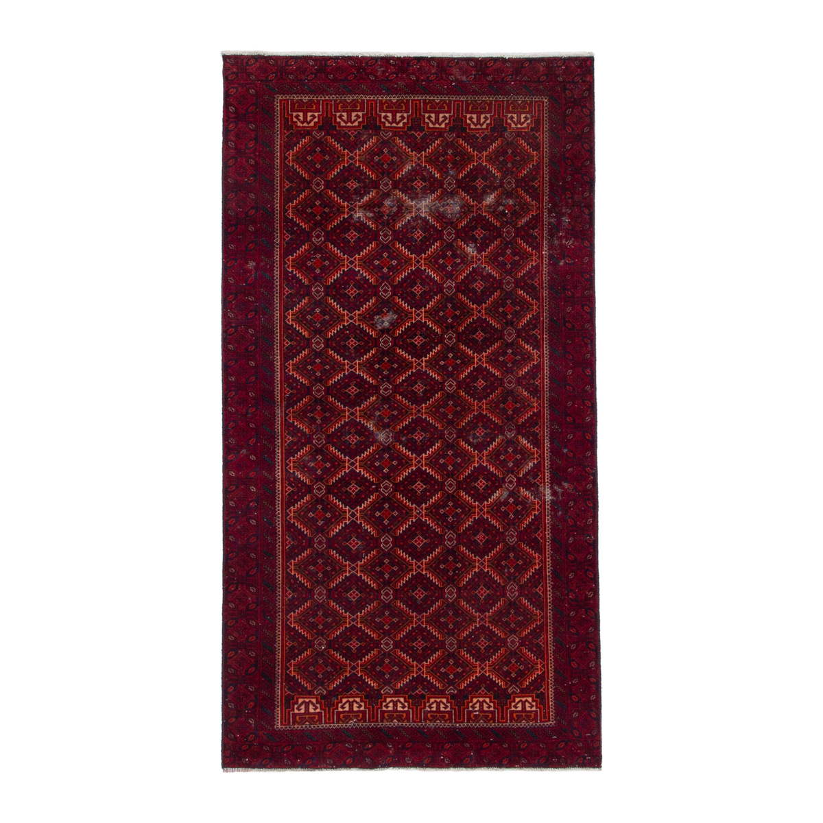 Persian Baluch accent rug in burgundy and deep red, 3'3" x 6'5"