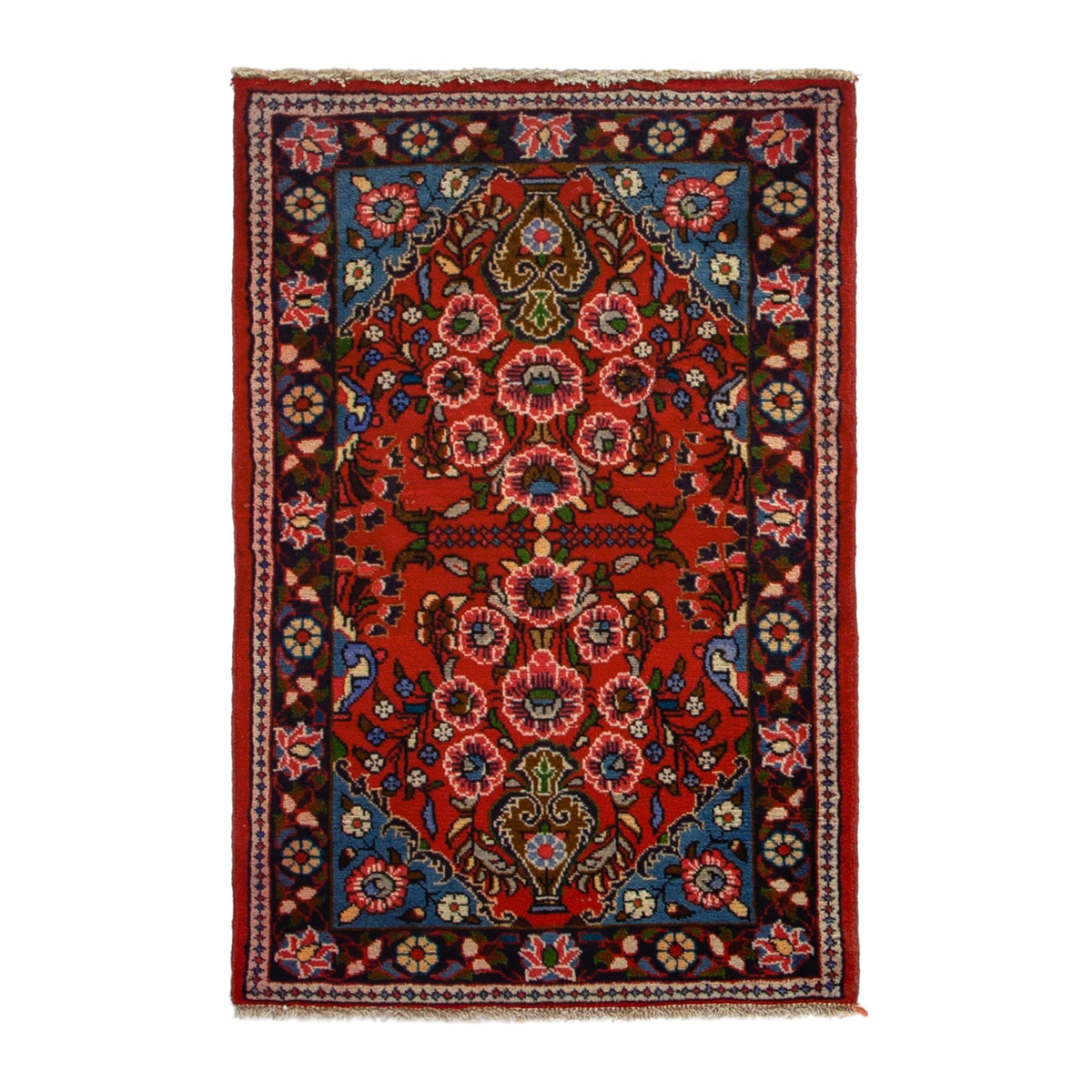 Persian Lilihan accent rug in deep red and dark brown, 2'9" x 4'1"