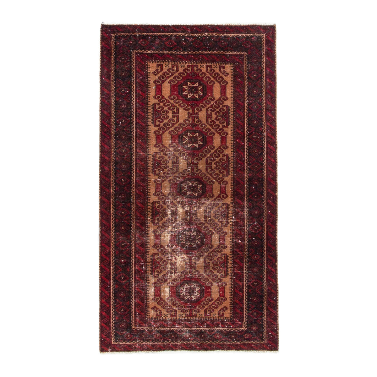 Persian Baluch accent rug in burgundy and deep red, 2'11" x 5'4"