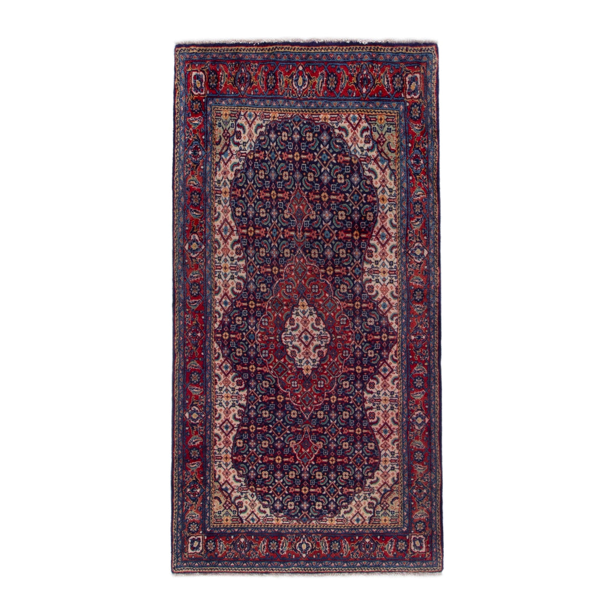 Persian Mahal area rug in navy and deep red, 3'5" x 6'8"