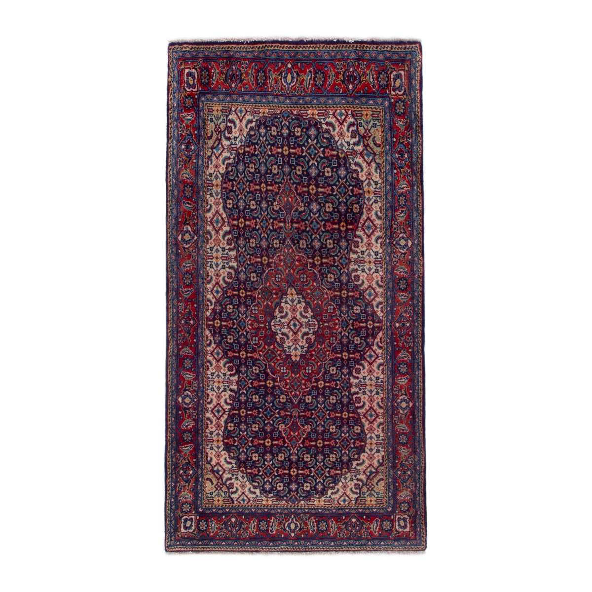 Persian Mahal area rug in navy and deep red, 3'5" x 6'8"
