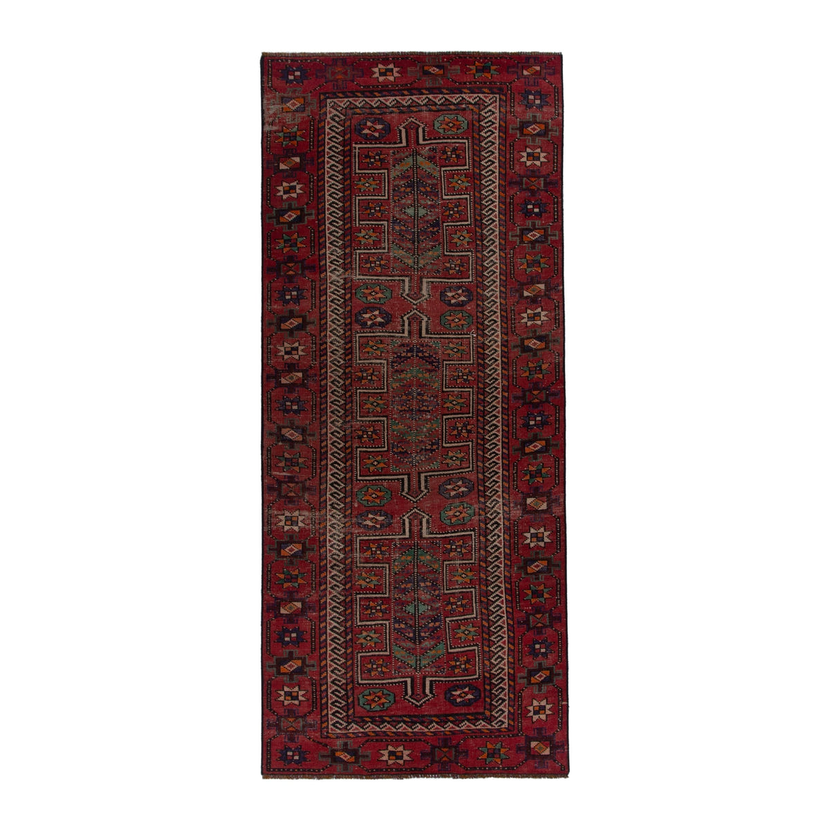 Persian Ghoochan runner rug in burgundy and deep red, 3'10" x 9'5"