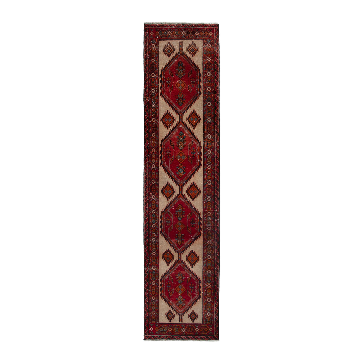 Persian Azerbaijan runner rug in deep red and burgundy, 3'3" x 13'7"