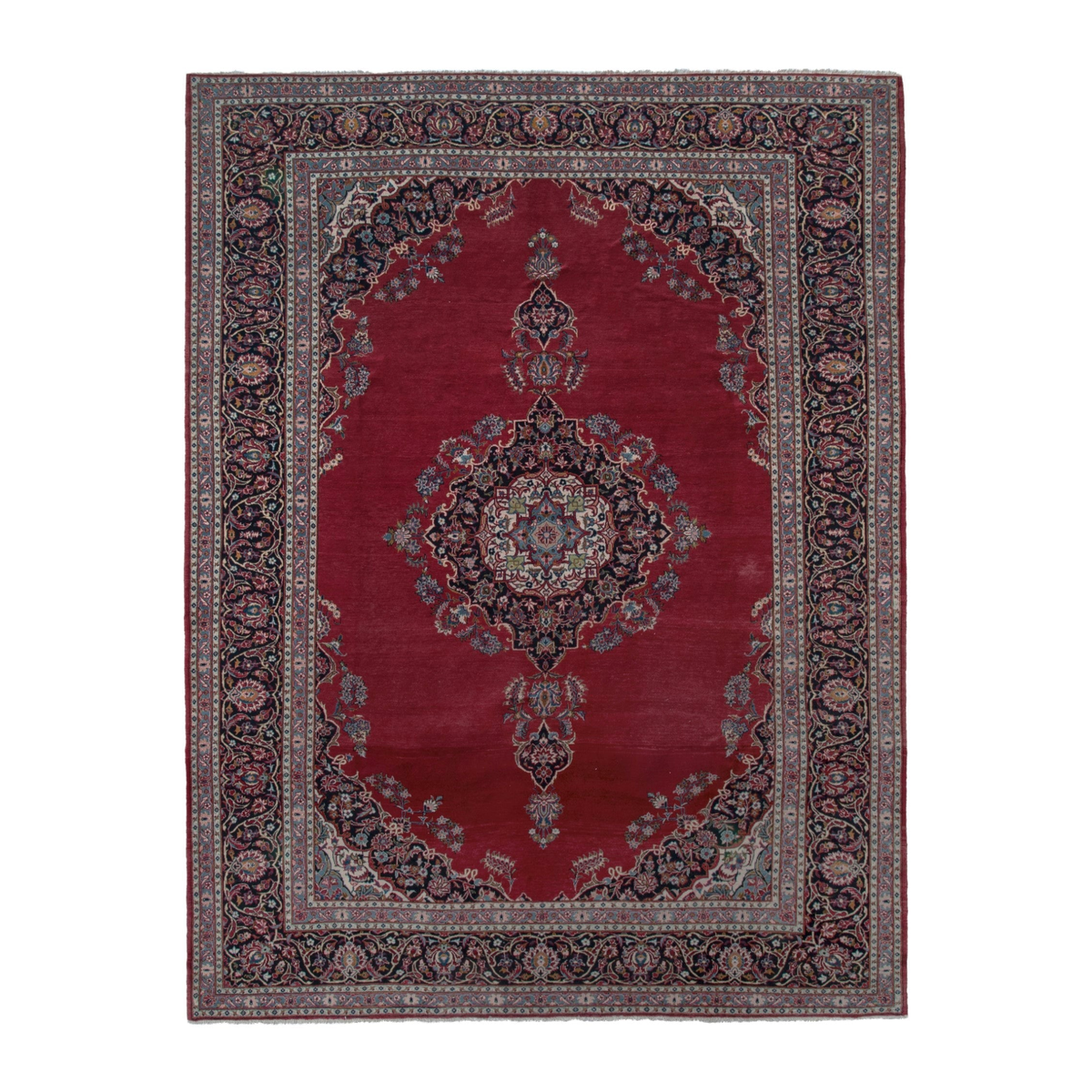 Persian Kashan oversized rug in burgundy and dark brown, 9'1" x 12'6"