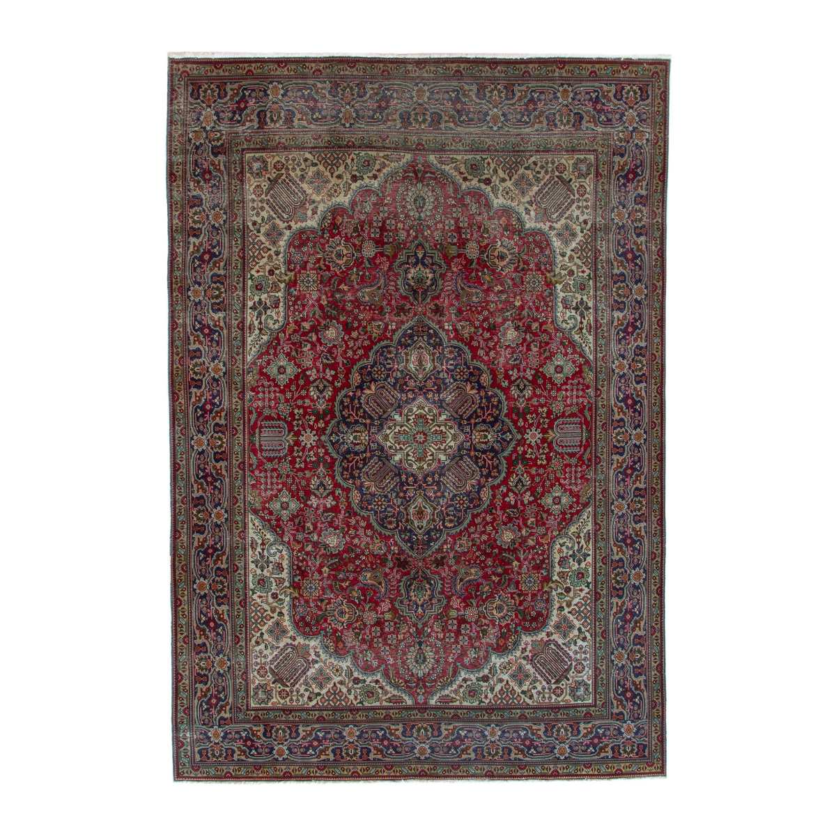 Persian Tabriz oversized rug in deep red and ivory, 7'10" x 11'3"