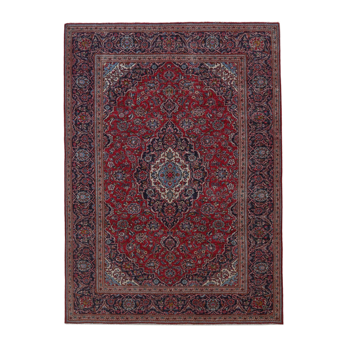 Persian Kashan oversized rug in burgundy and dark brown, 8'1" x 11'4"