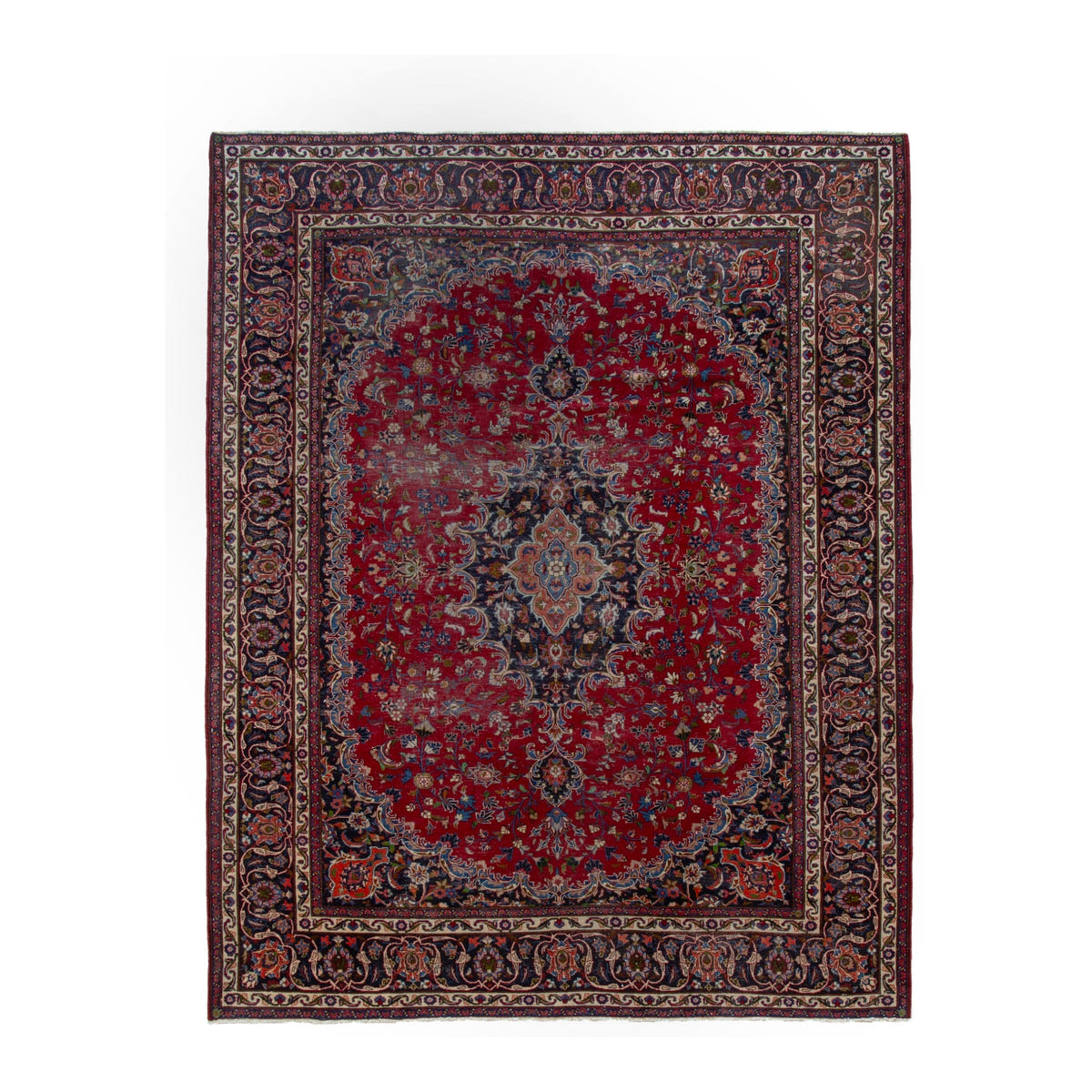 Persian Mashhad oversized rug in deep red and dark brown, 8'4" x 11'8"