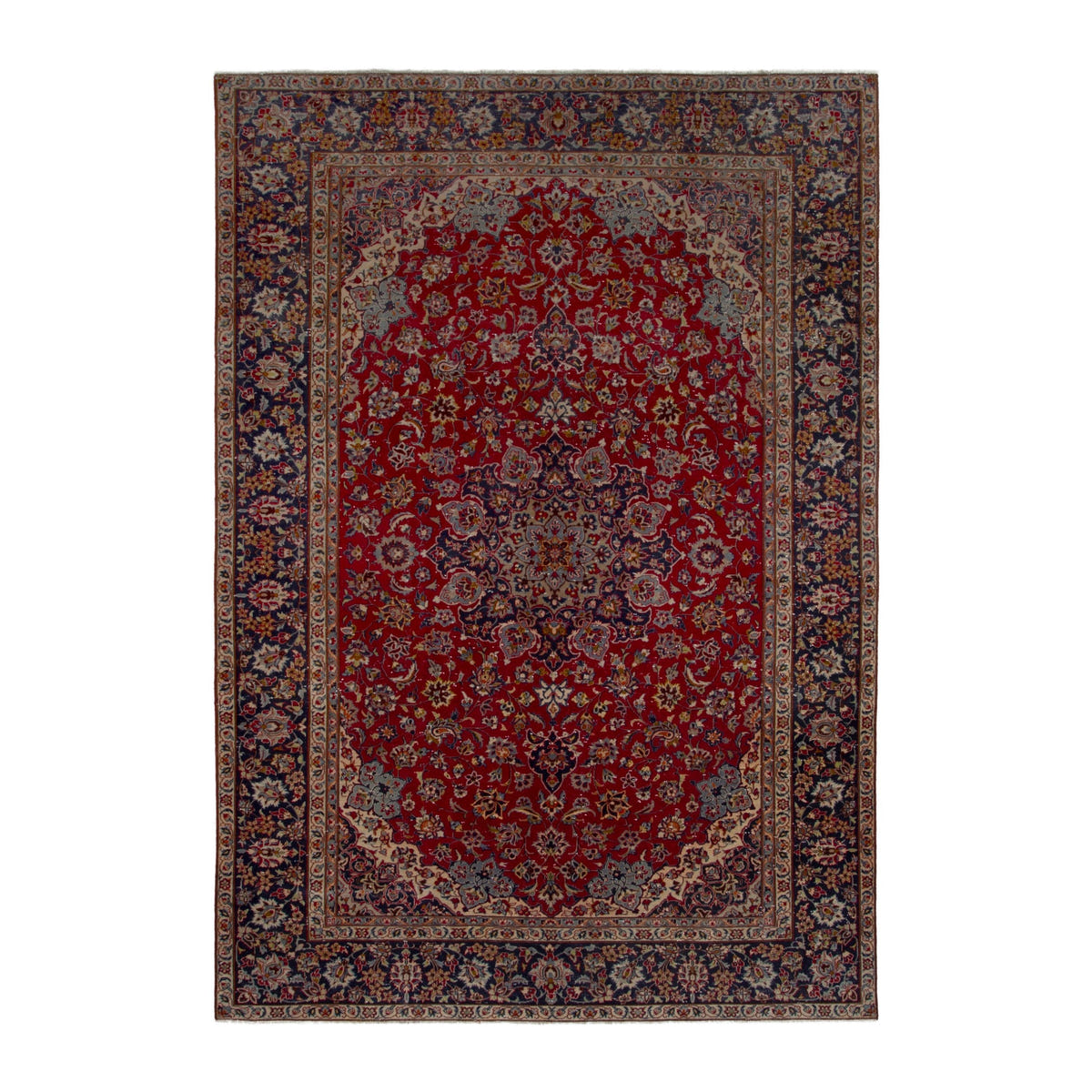 Persian Najafabad oversized rug in deep red and navy, 9'2" x 13'5"