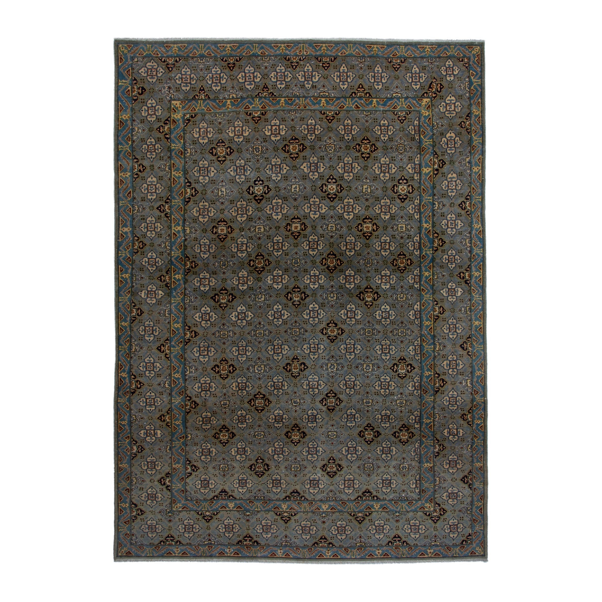 Persian Kashan oversized rug in charcoal and sage, 8' x 11'9"
