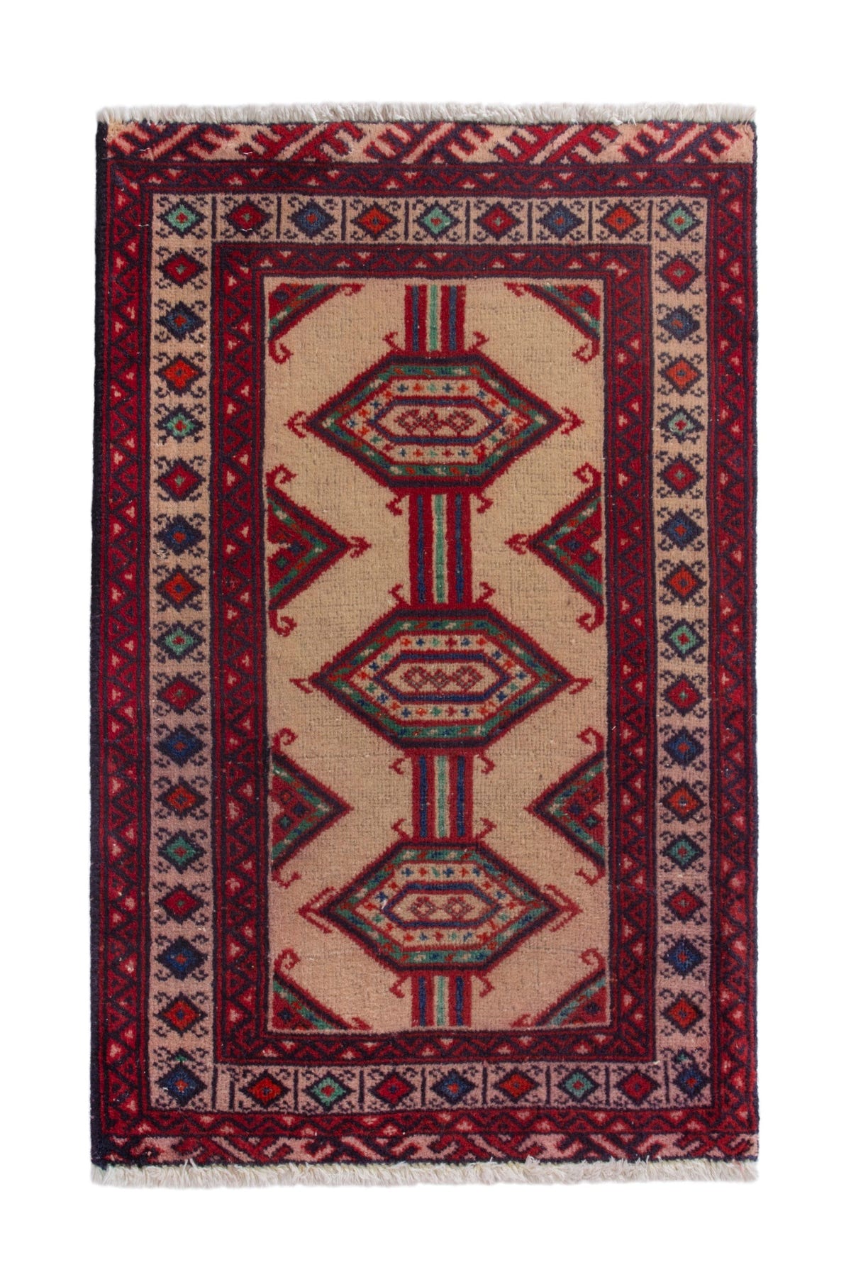 4186, Persian Torkaman Mini Rug
