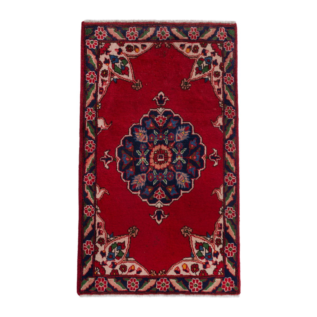 Persian Tabriz accent rug in deep red and muted pink, 2'4" x 3'7"