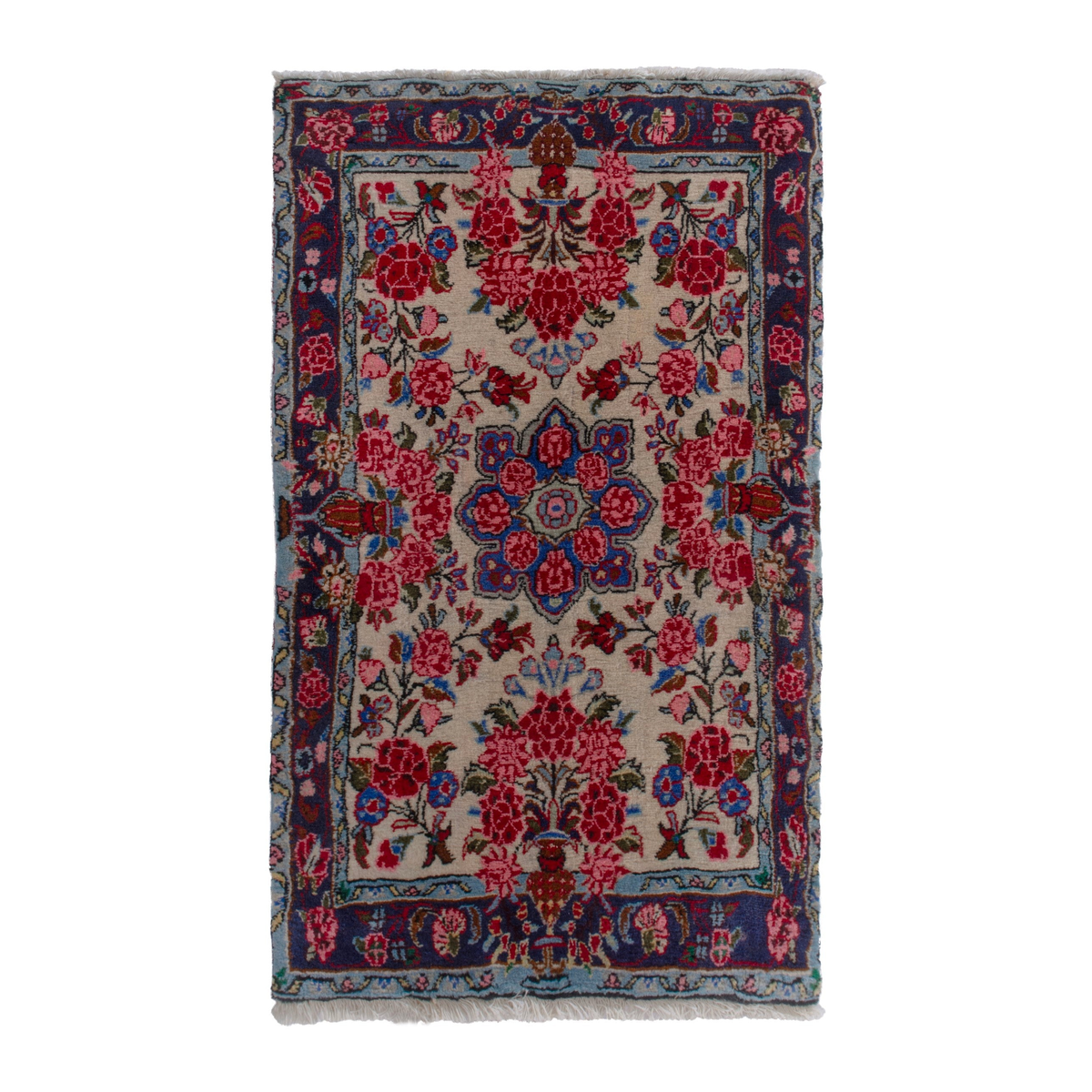 Persian Bijar accent rug in cream and deep red, 1'10" x 3'4"