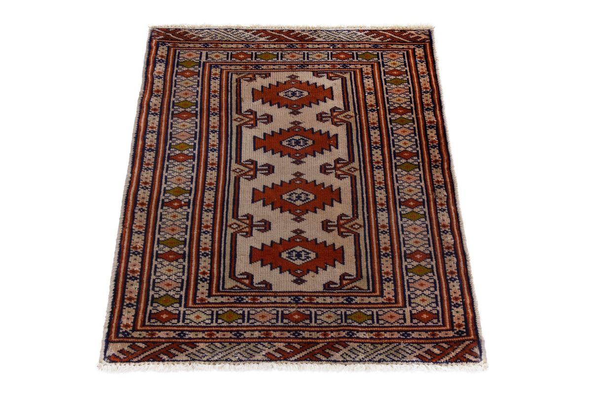 4214, Persian Torkaman Mini Rug