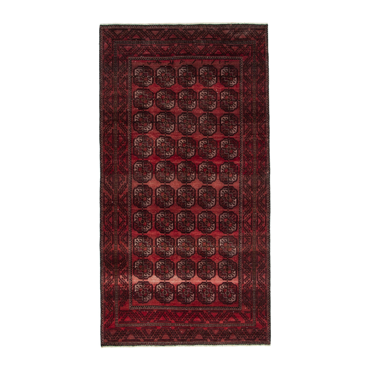 Persian Torkaman area rug in burgundy and deep red, 5'3" x 10'