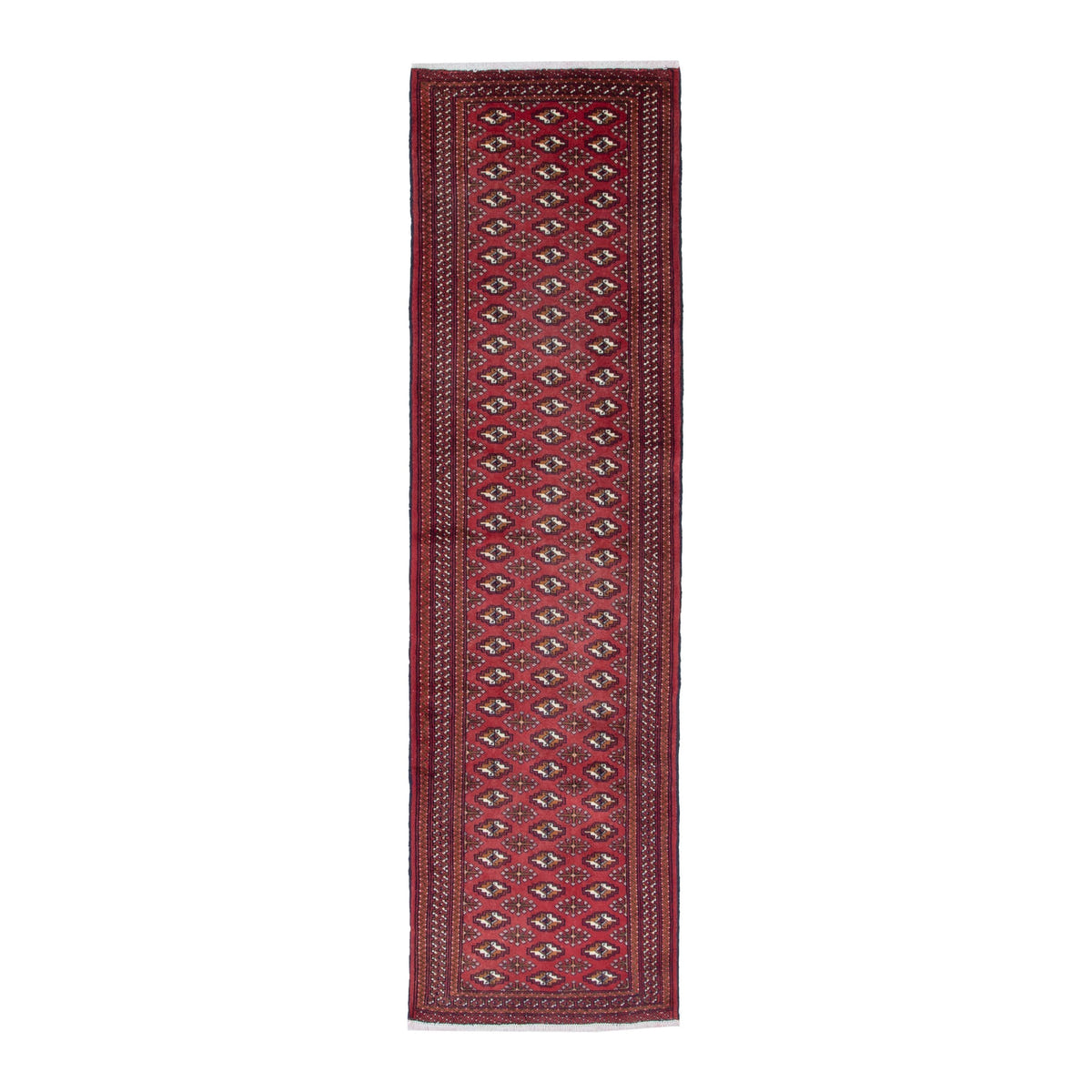 Persian Torkaman runner rug in burgundy and cream, 2'9" x 9'3"