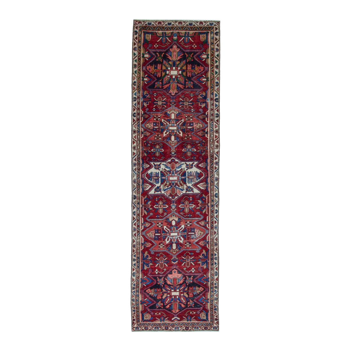 Persian Gorevan runner rug in burgundy and deep red, 2'11" x 10'6"