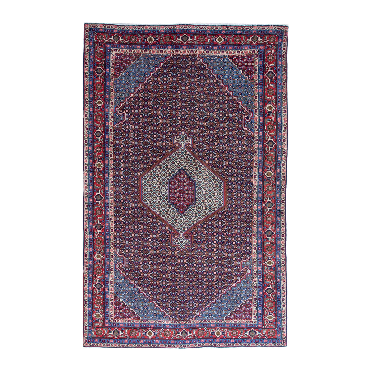 Persian Ardabil area rug in burgundy and deep red, 6'7" x 9'7"
