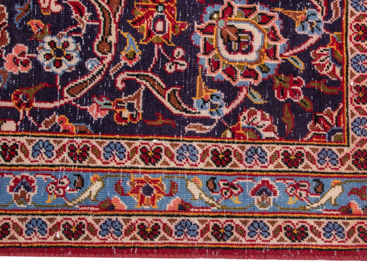 Persian Kashan oversized rug in deep red and navy, view 6 of 20