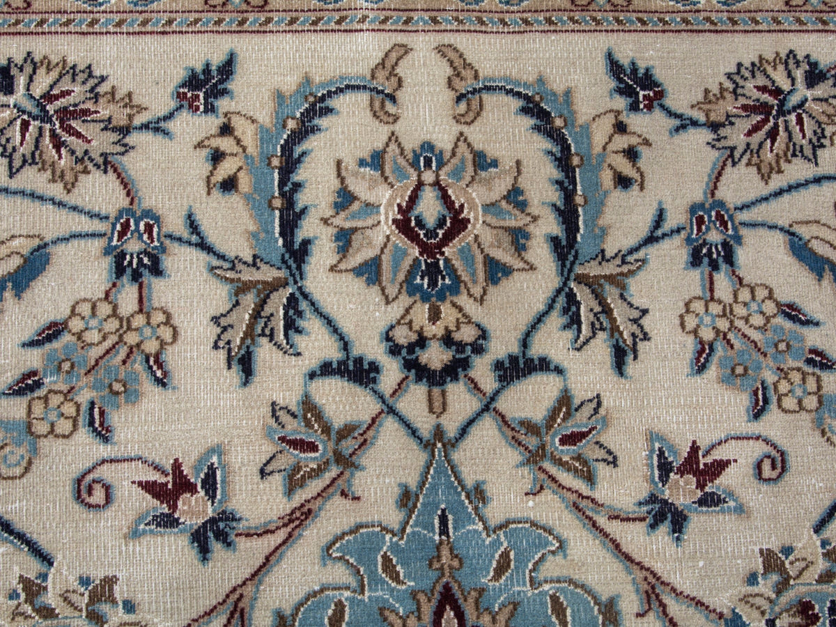 Persian Nain oversized rug in cream and dusty blue, view 13 of 20