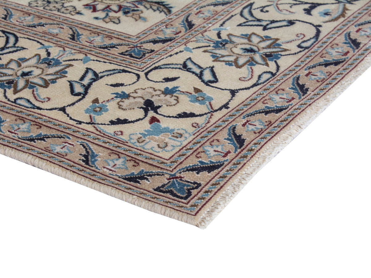 Persian Nain oversized rug in cream and dusty blue, view 7 of 20