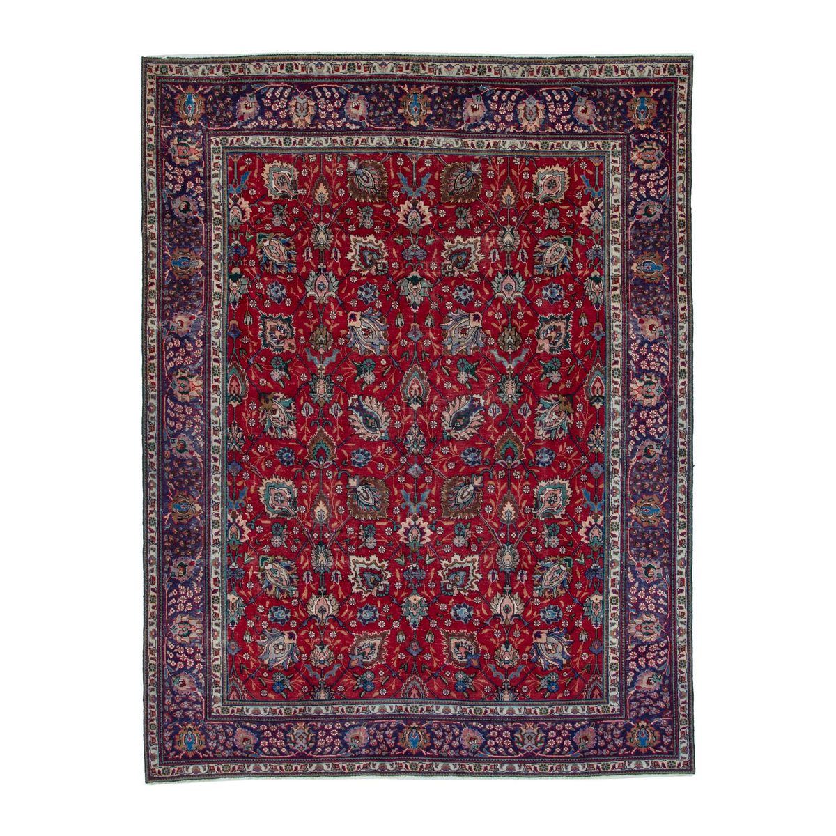 Persian Tabriz oversized rug in deep red and burgundy, 8'6" x 11'2"