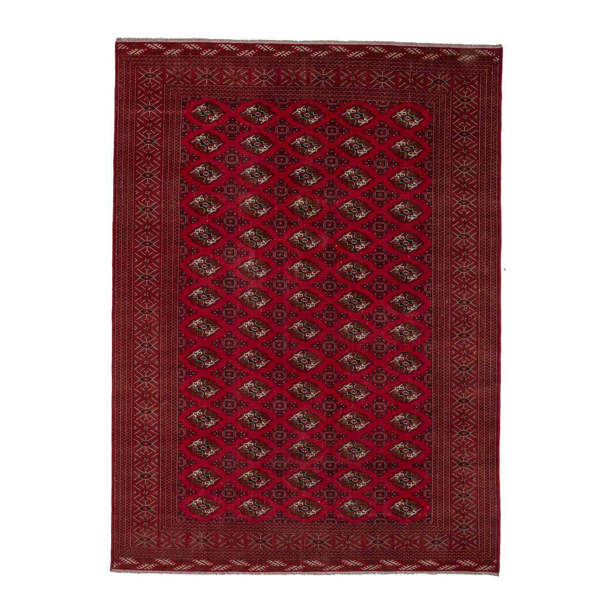Persian Torkaman oversized rug in deep red and antique gold, 9'8" x 12'6"